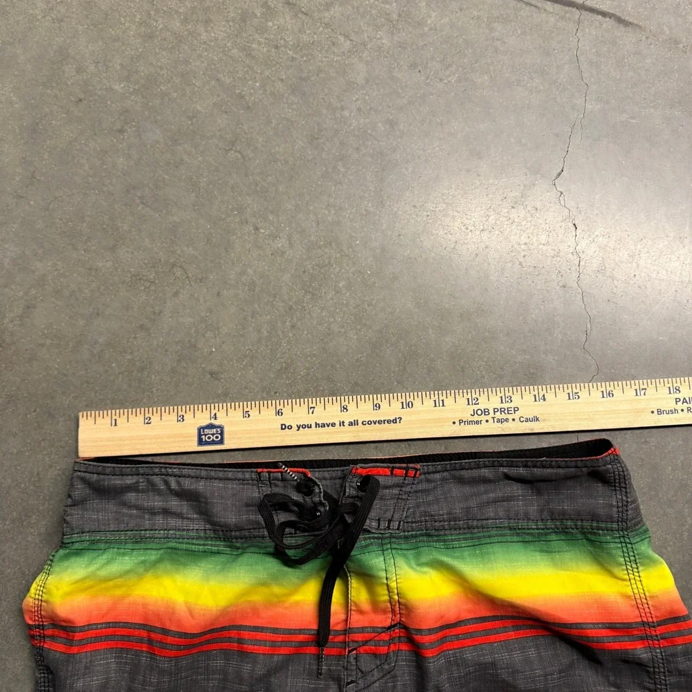 ONeill Mens Rasta Stripe Board Shorts Gray Red Yellow Green Size 32 3747